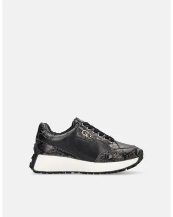 Pantofi sport de piele ecologica cu model, Negru