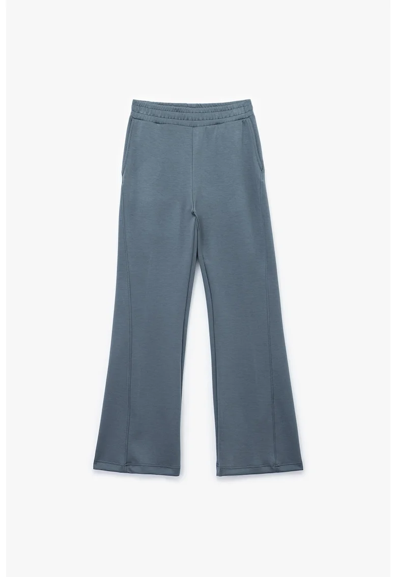 Pantaloni sport ampli cu buzunare laterale, Albastru prafuit