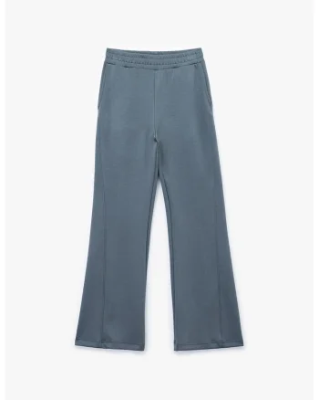 Pantaloni sport ampli cu buzunare laterale, Albastru prafuit