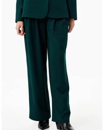 Pantaloni evazati eleganti cu talie medie, Verde englez
