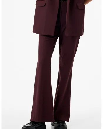 Pantaloni eleganti evazati cu o curea, Visiniu