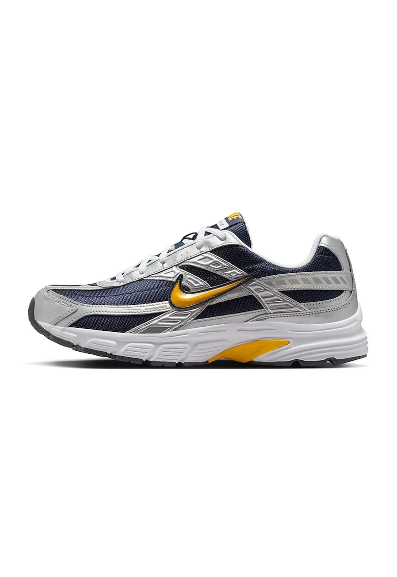 Pantofi sport low-cut cu garnituri din piele, Gri deschis/Bleumarin