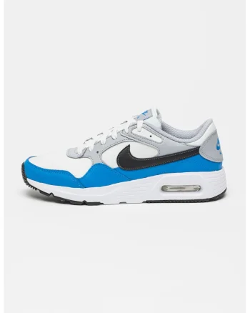 Pantofi sport Air Max cu insertii din piele, Alb/Gri/Albastru royal