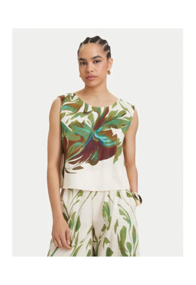 Top Dama,  Bumbac, Verde/Bej