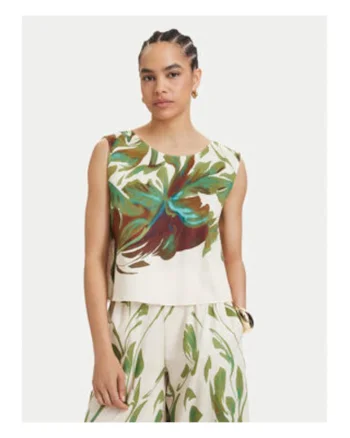 Top Dama,  Bumbac, Verde/Bej