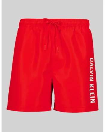 Pantaloni scurti de baie cu model logo, Rosu