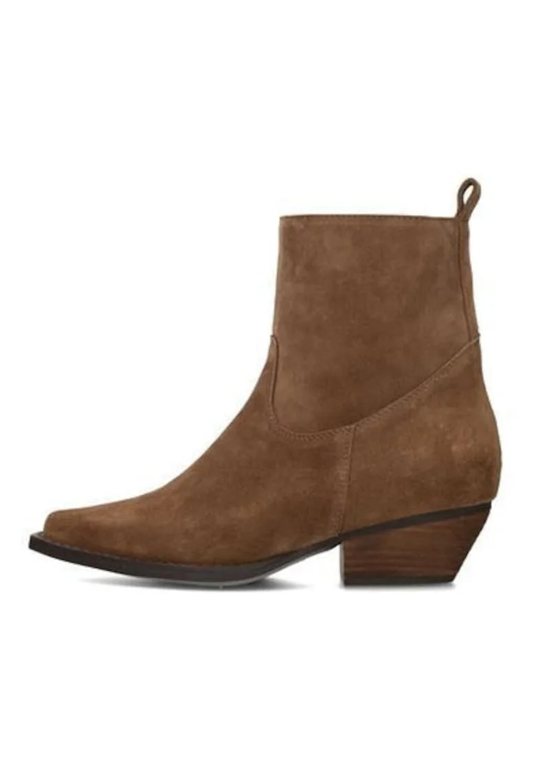 Botine din piele intoarsa cu toc cubanez Dana
