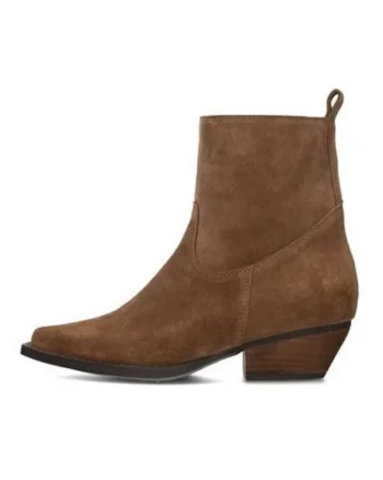 Botine din piele intoarsa cu toc cubanez Dana