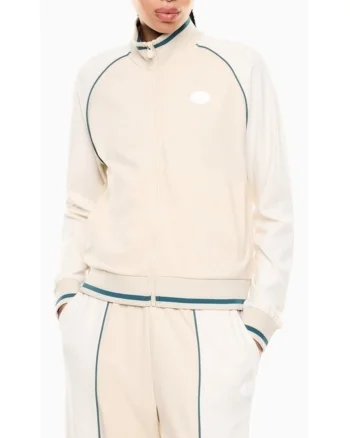 Bluza cu fermoar dama TRAIN SPORTING CLUB W T-TOP FZ,  Bumbac, Crem, Crem