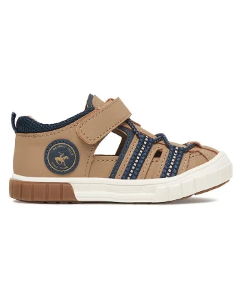 Sandale copii,  velcro, piele ecologica, maro