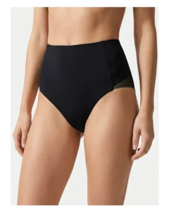 Lenjerie modelatoare inferioara,  negru, material sintetic, talie inalta