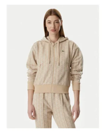 Hanorac dama,  bej, croiala regular fit, material poliester/bumbac