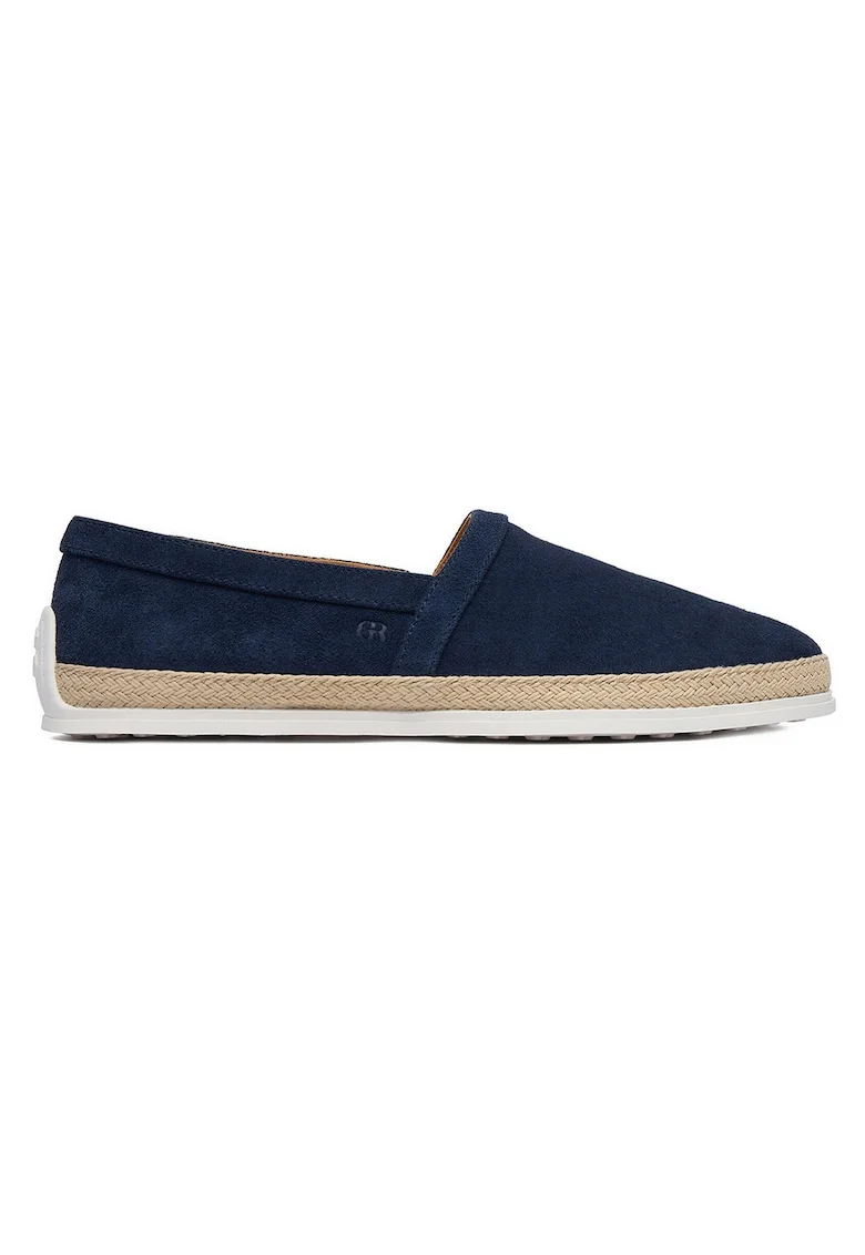 Espadrile barbati  piele intoarsa, bleumarin, casual, varf rotund