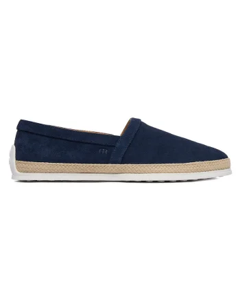 Espadrile barbati  piele intoarsa, bleumarin, casual, varf rotund