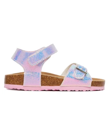 Sandale fete,  roz, piele ecologica, inchidere velcro