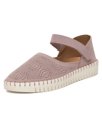 Pantofi dama  violet, textil, inchidere Velcro, varf rotund
