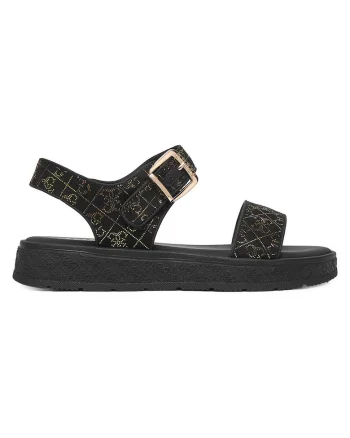 Sandale fete,  negru, textil, piele ecologica