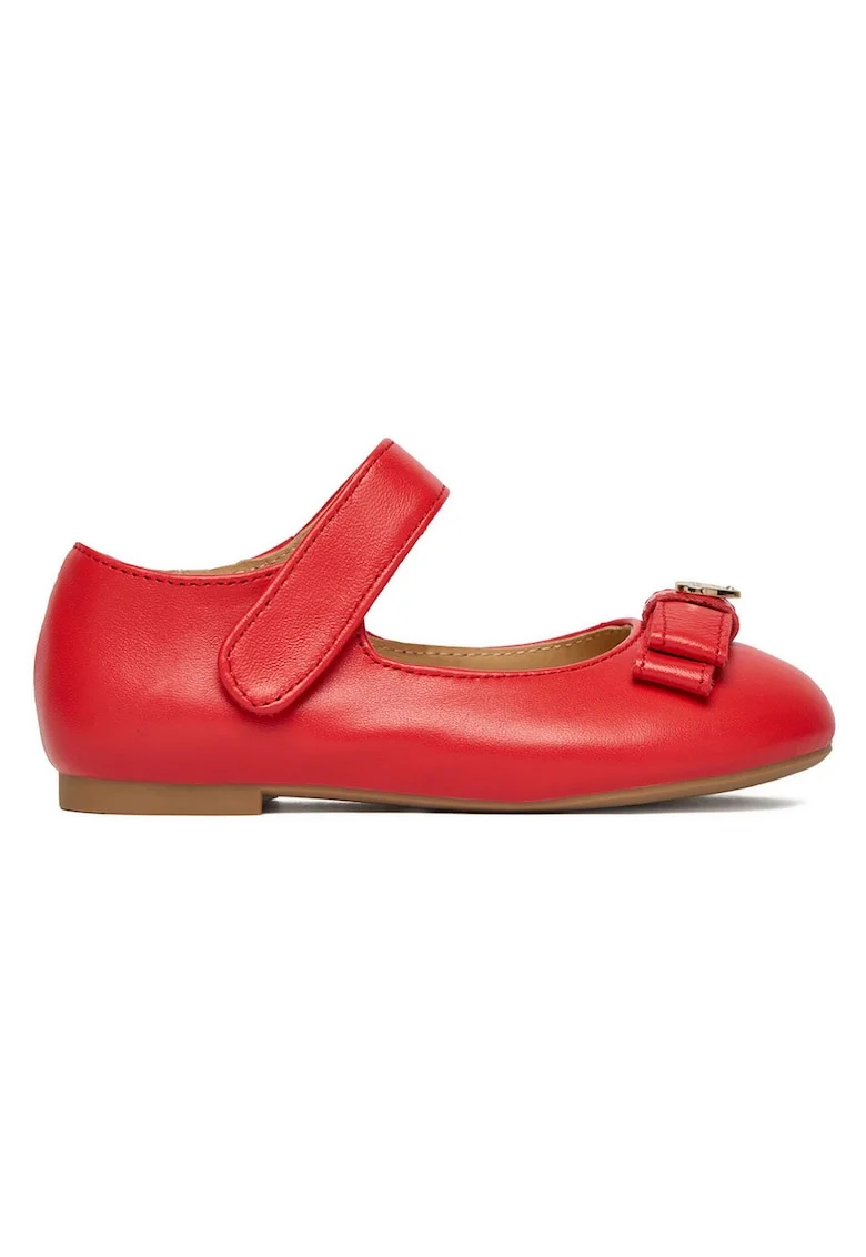 Balerini copii,  piele naturala, elegant, rosu