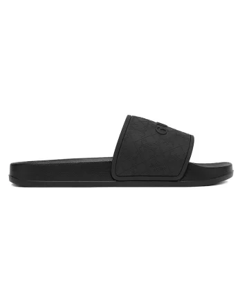 Papuci  negru, material sintetic, Negru