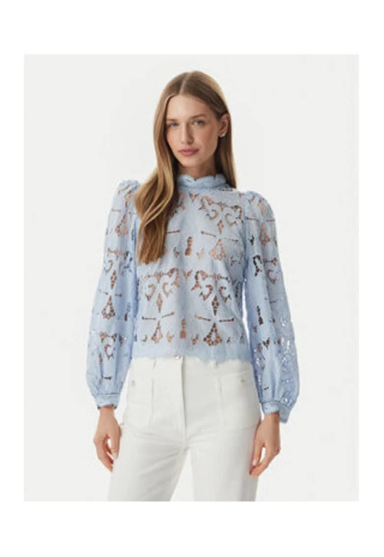 Bluza dama,  albastru, material usor, maneca lunga