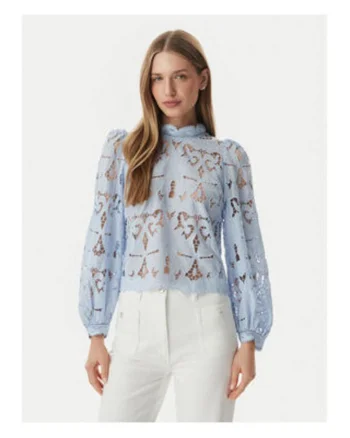 Bluza dama,  albastru, material usor, maneca lunga