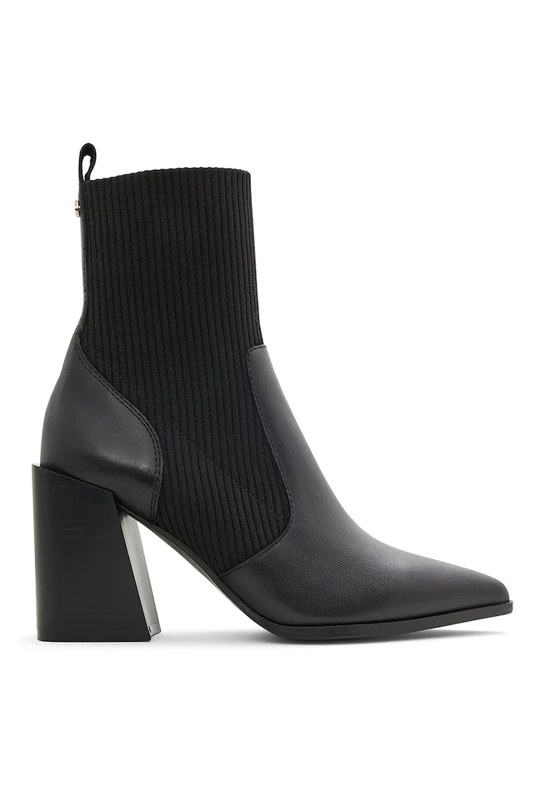 Botine de piele cu varf ascutit Ganina, Negru