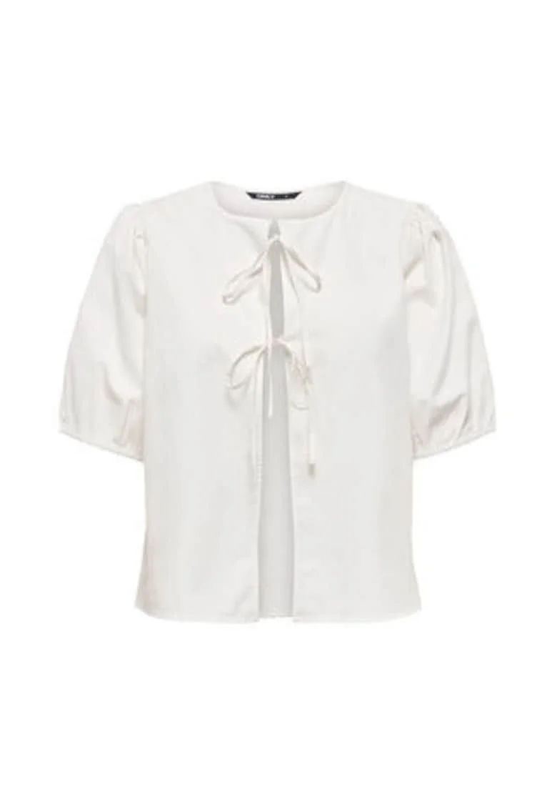Bluza dama,  bej, material sintetic si bumbac, maneca scurta, croiala regulara