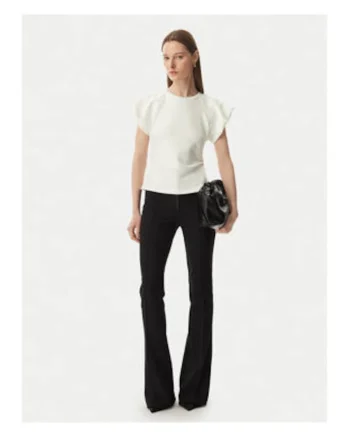 Bluza dama,  bej, viscoza|poliester, maneca scurta, casual