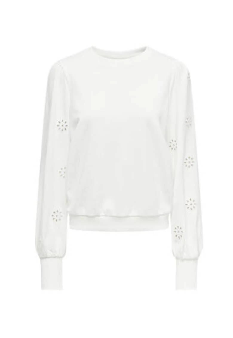 Bluza dama,  alb, bumbac si poliester, maneci lungi, croiala lejera