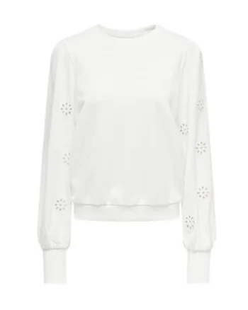 Bluza dama,  alb, bumbac si poliester, maneci lungi, croiala lejera