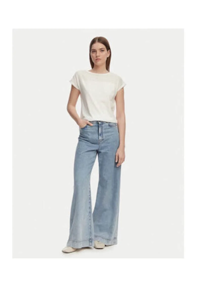Bluza dama,  alb, bumbac organic, croiala regular fit, maneci scurte