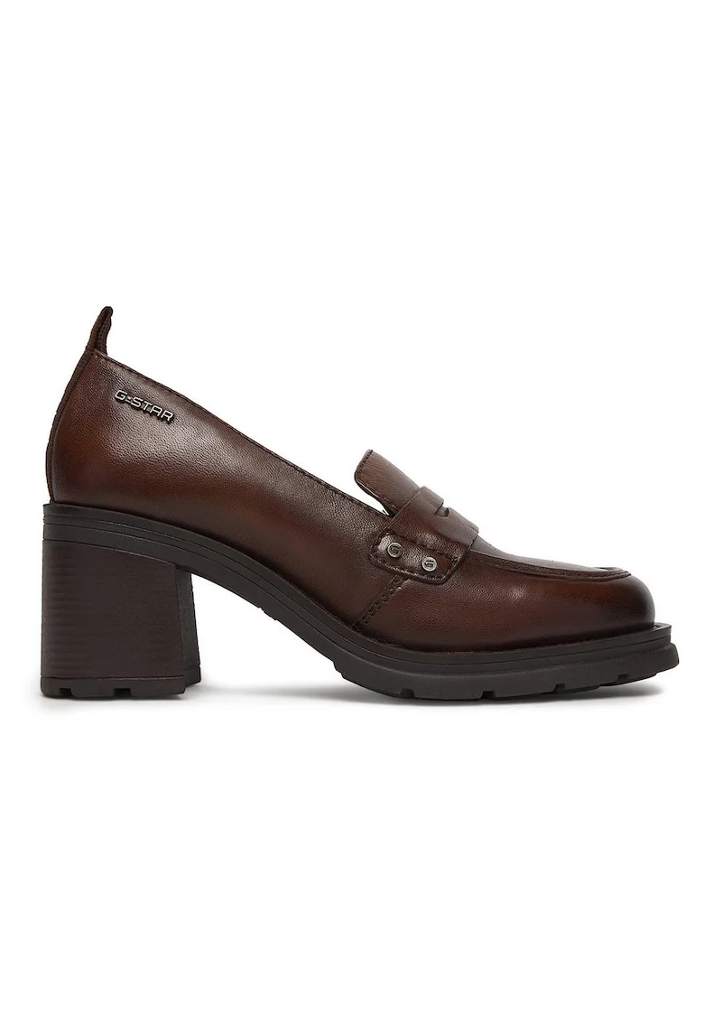 Mocasini dama G-Star Raw, piele naturala, toc bloc, maro