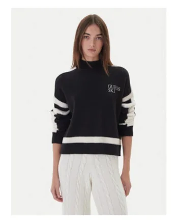 Pulover dama,  negru, maneca lunga, poliamida|viscoza|poliester,