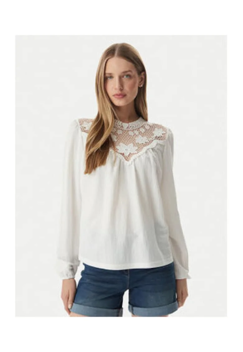Bluza dama,  alb, viscoza si poliamida, maneci lungi, croiala regular fit