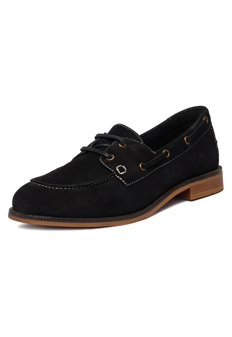 Mocasini dama  piele naturala, negru, talpa confortabila, varf rotund