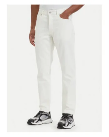 Blugi barbati,  alb si albastru, slim fit, din denim de bumbac