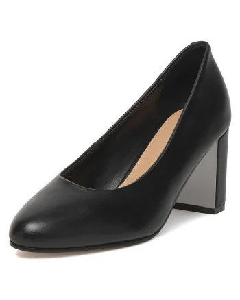 Pantofi dama,  piele naturala, negru, varf rotund