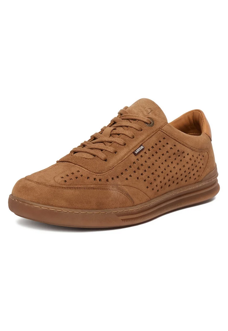Tenisi barbati  bej, piele naturala, elegant si casual, inchidere cu siret