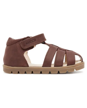 Sandale baieti  piele intoarsa, velcro, maro