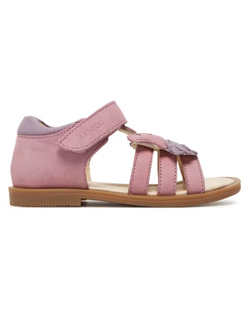 Sandale fete,  velcro, violet, roz, piele nabuc