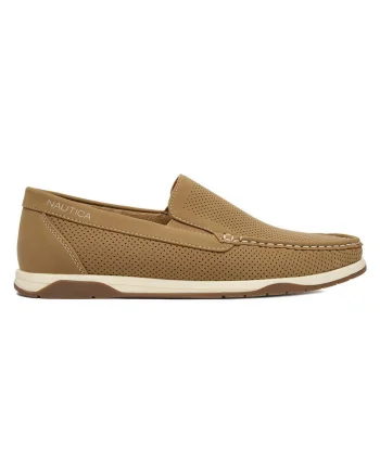 Mocasini barbati  casual, bej, material textil