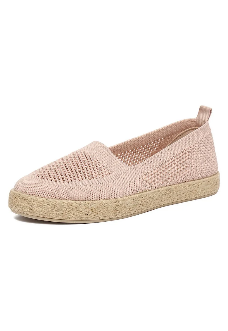 Espadrile dama  roz, material textil, talpa plata, varf rotund