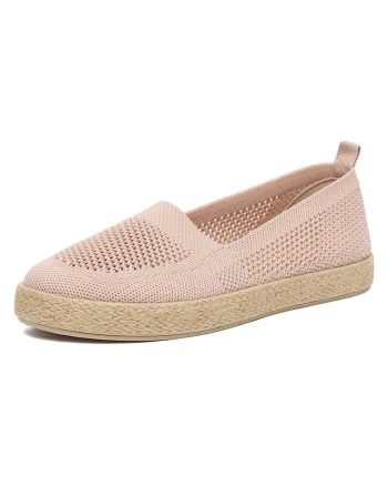 Espadrile dama  roz, material textil, talpa plata, varf rotund