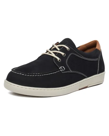 Pantofi barbatesti  casual, bleumarin, piele naturala, varf rotund