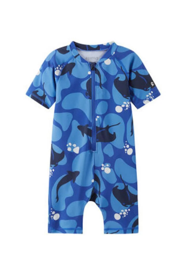 Costum de baie grafic pentru băieți, Bleumarin