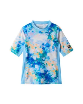 Tricou de inot fete,  grafic, albastru, poliamida/elastan