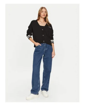Cardigan dama,  negru, bumbac organic, maneca lunga,
