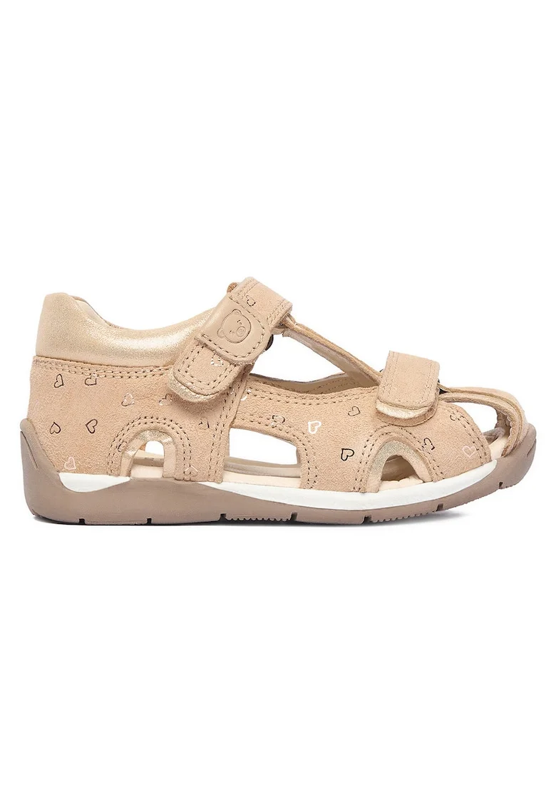 Sandale,  bej, piele intoarsa, sistem inchidere Velcro, pentru fete