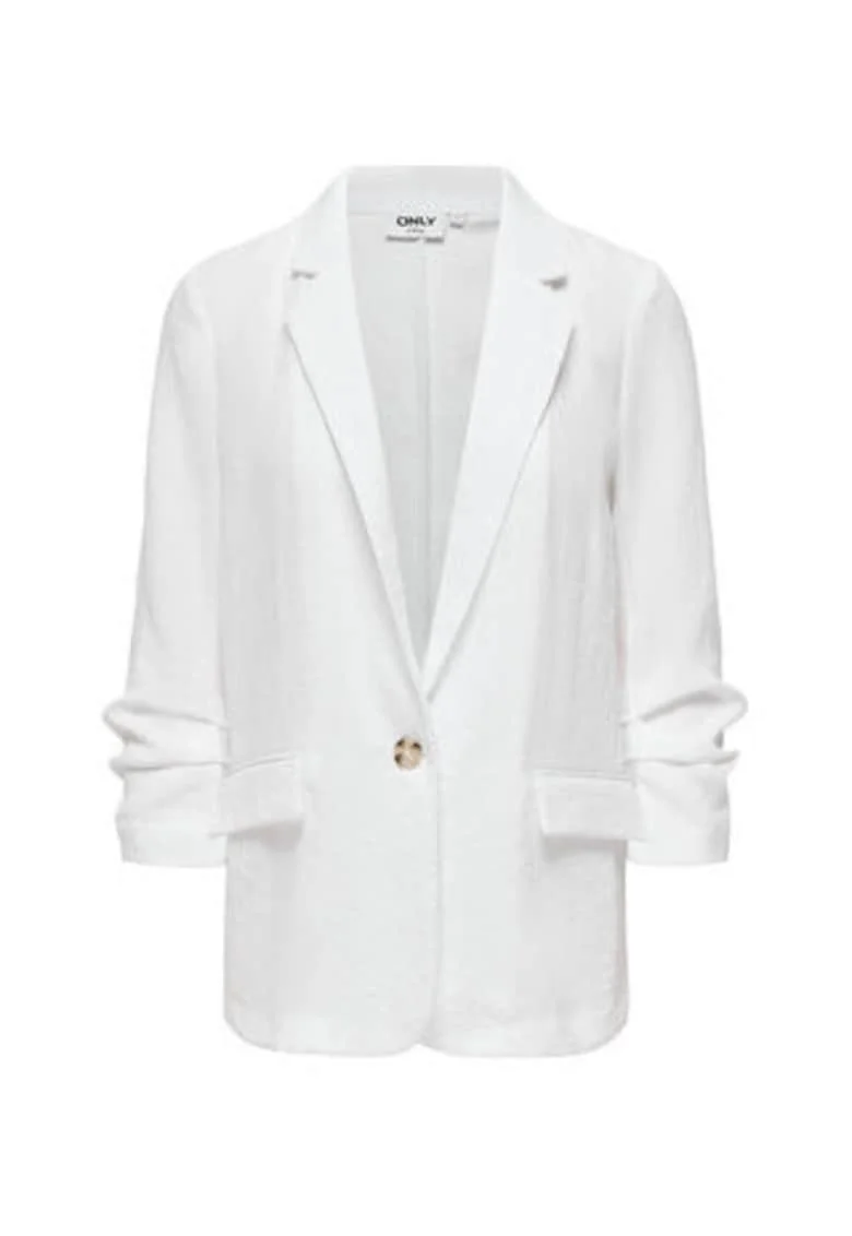 Sacou dama,  alb, casual, viscoza|nailon
