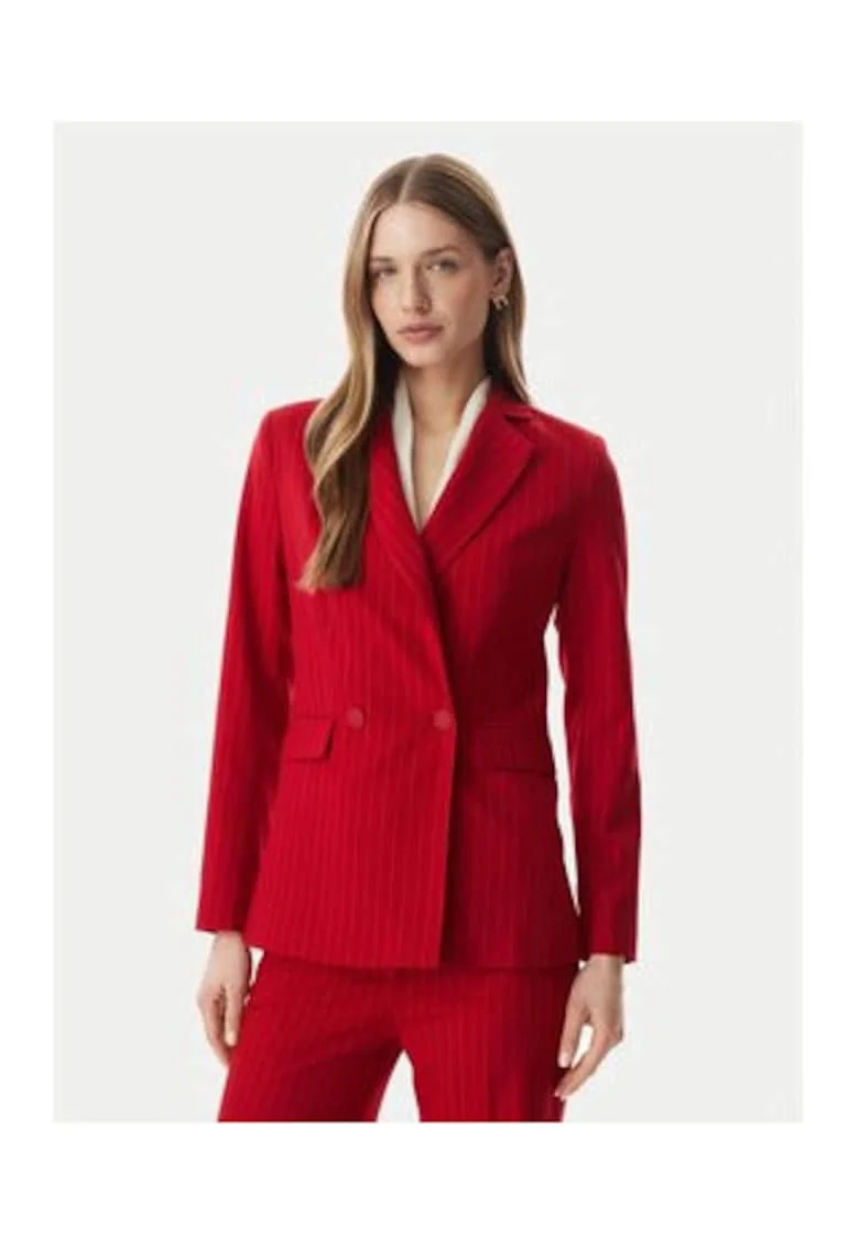 Sacou dama,  rosu, casual, poliester-viscoza